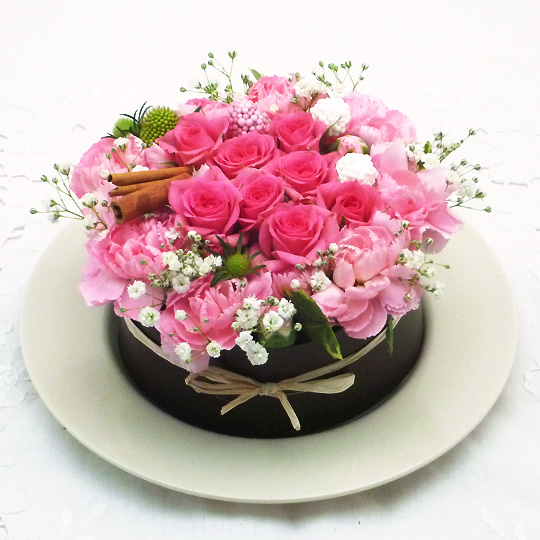 フラワーケーキ,生花,ピンク